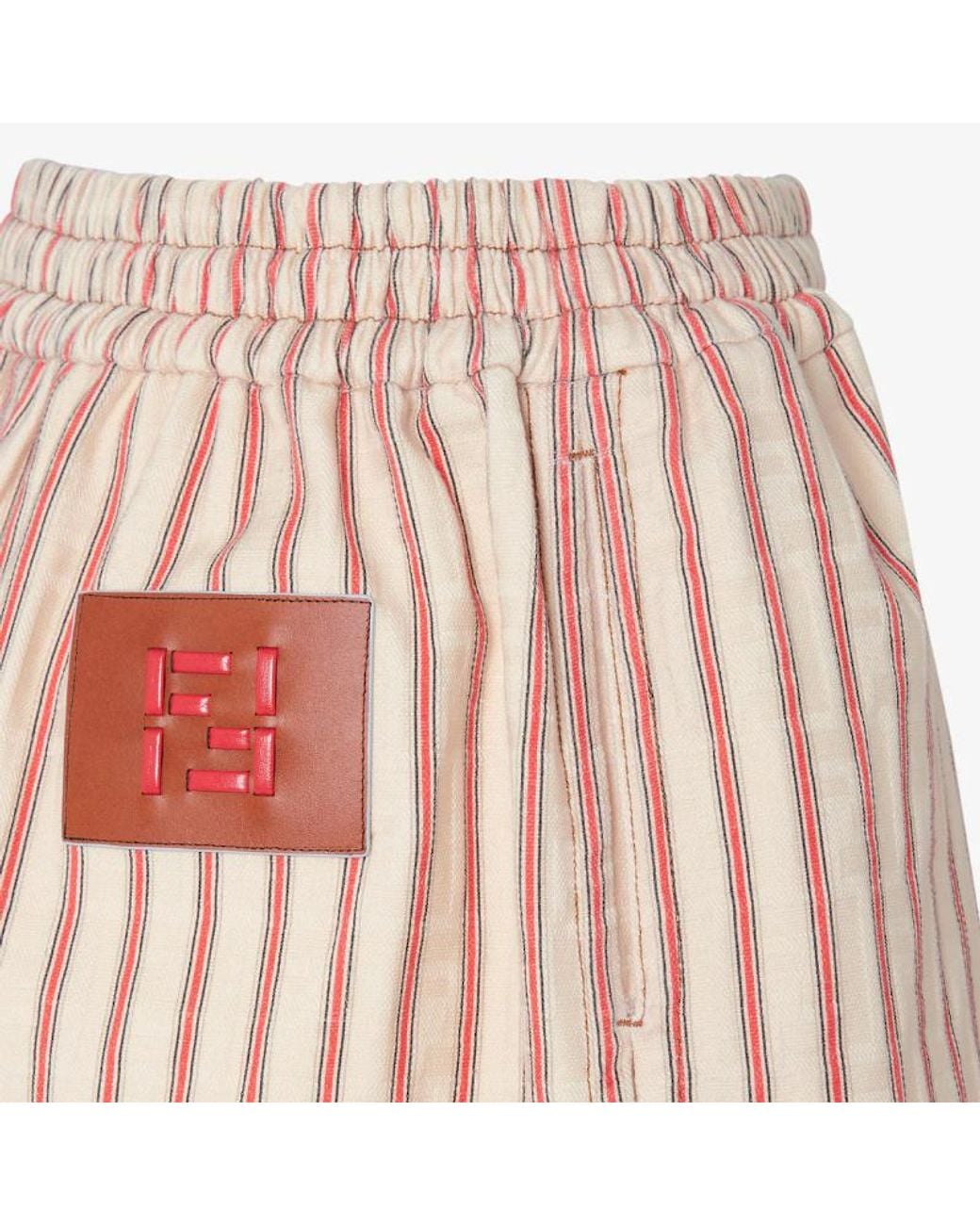 Fendi Pink Striped Logo Patch Shorts