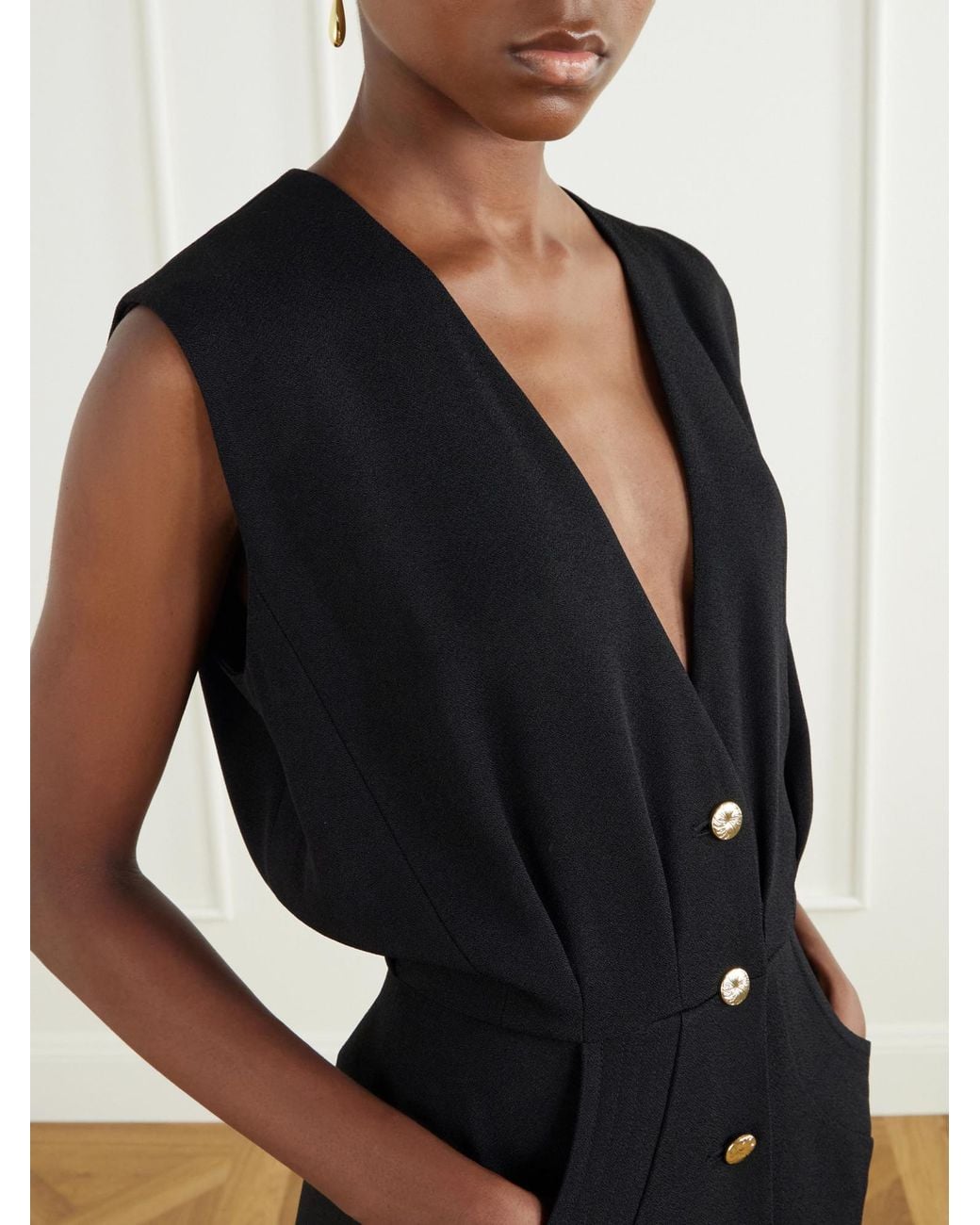 Blazé Milano Black Luna Friesian Button-Down Maxi Dress