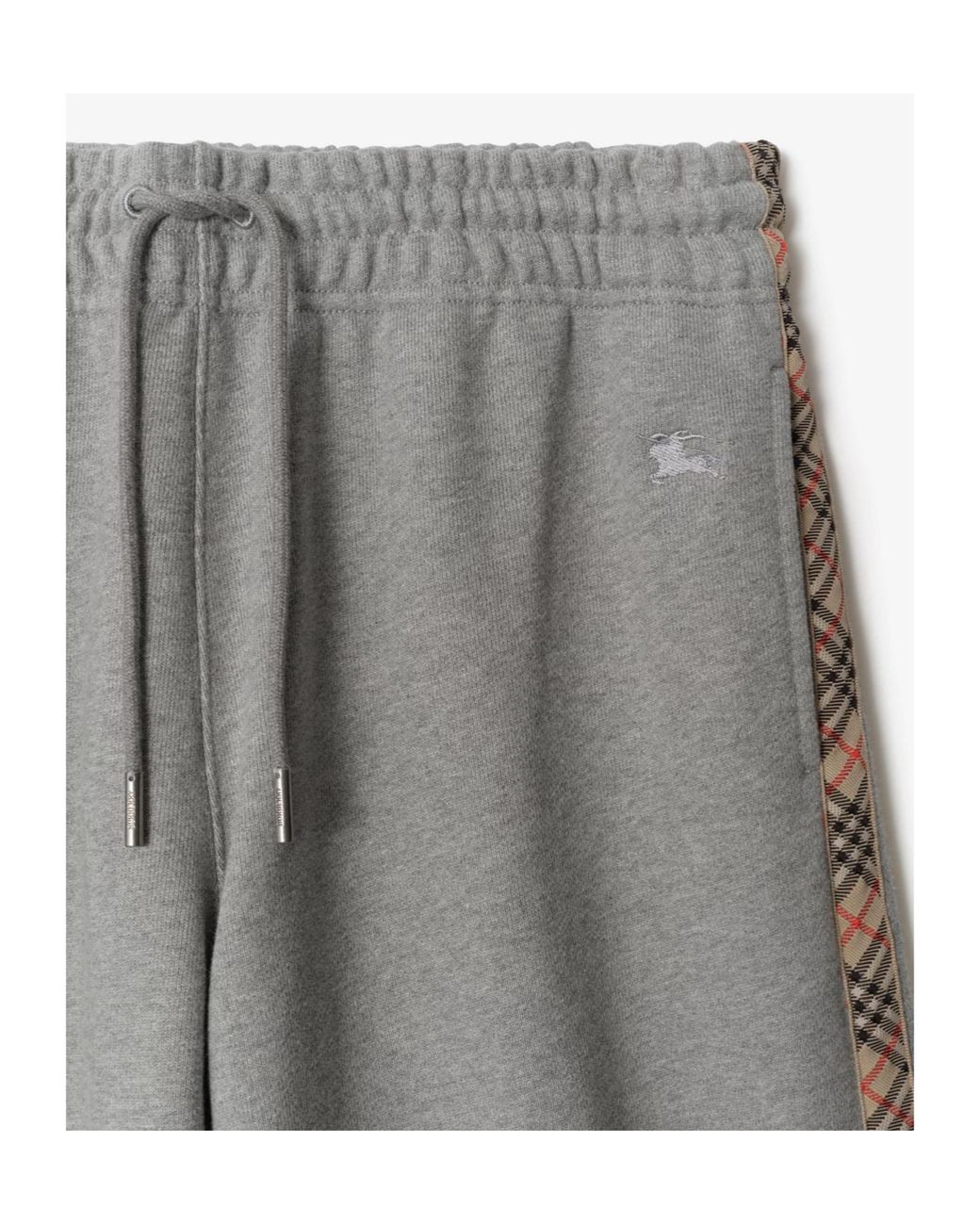 Burberry Gray Wide-Leg Checked Band Drawstring Trousers