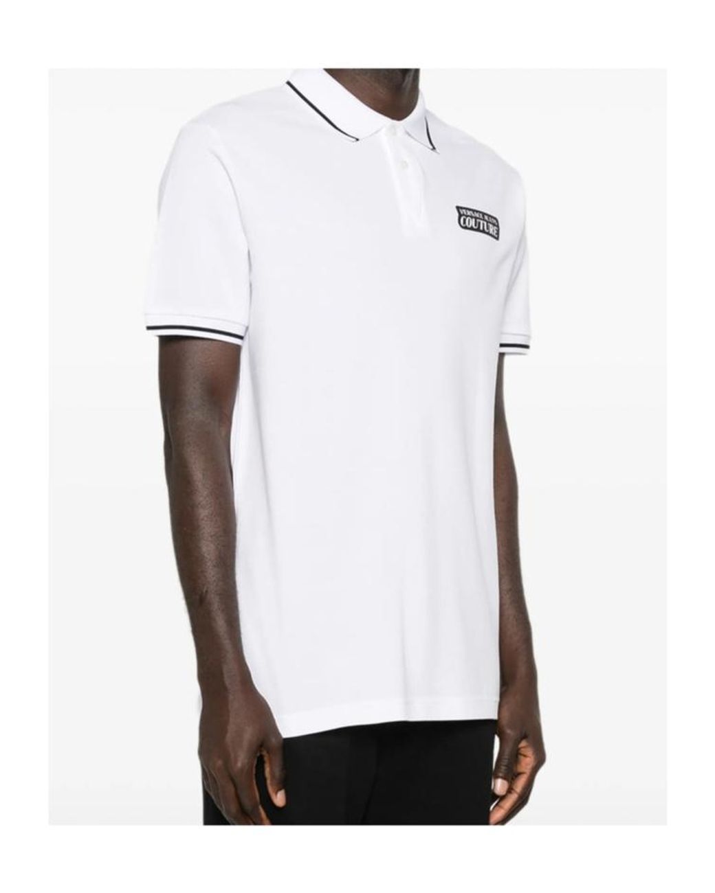 Versace White Logo-Print Polo Shirt for men