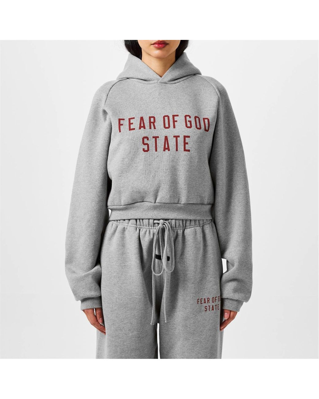 Fear Of God Gray Logo Hooded Sweatshirt