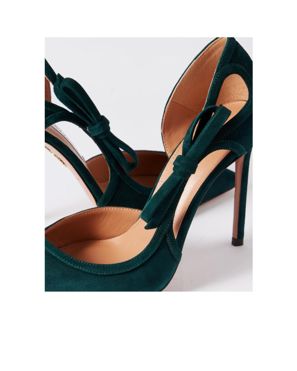 Aquazzura Blue Bow-Detailed Cutout Suede Pumps