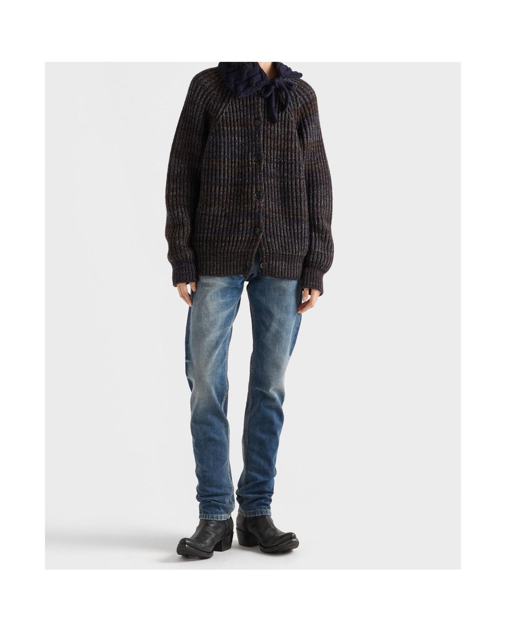 Prada Blue Low-Rise Tapered-Leg Jeans