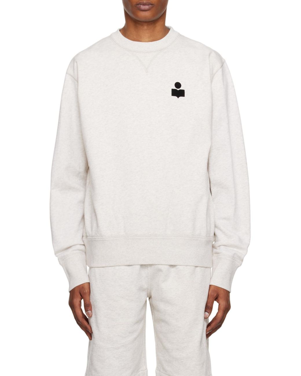 Isabel Marant White Logo Printed Crewneck Sweatshirt for men