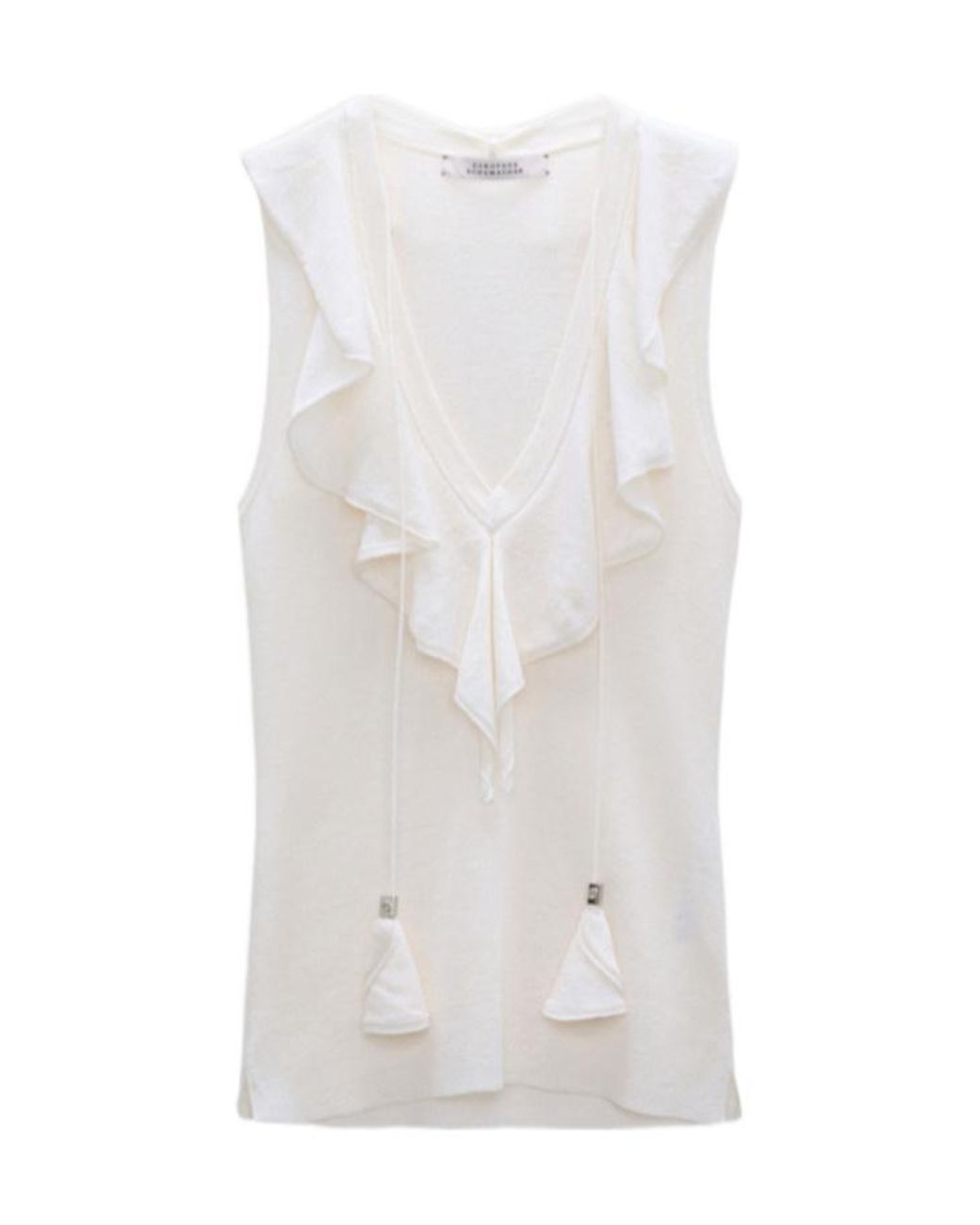 Dorothee Schumacher White Lace Front Sleeveless Knit Top
