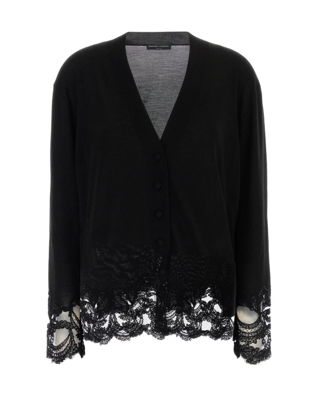 Ermanno Scervino Black Lace Trim Cardigan