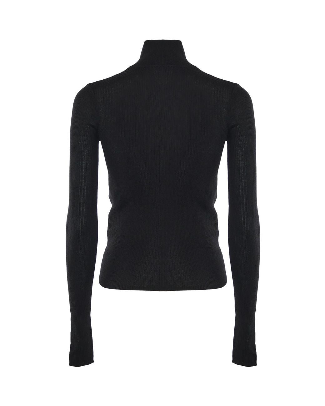 Frankie Shop Blue Ribbed Zip Turtleneck Knitted Top