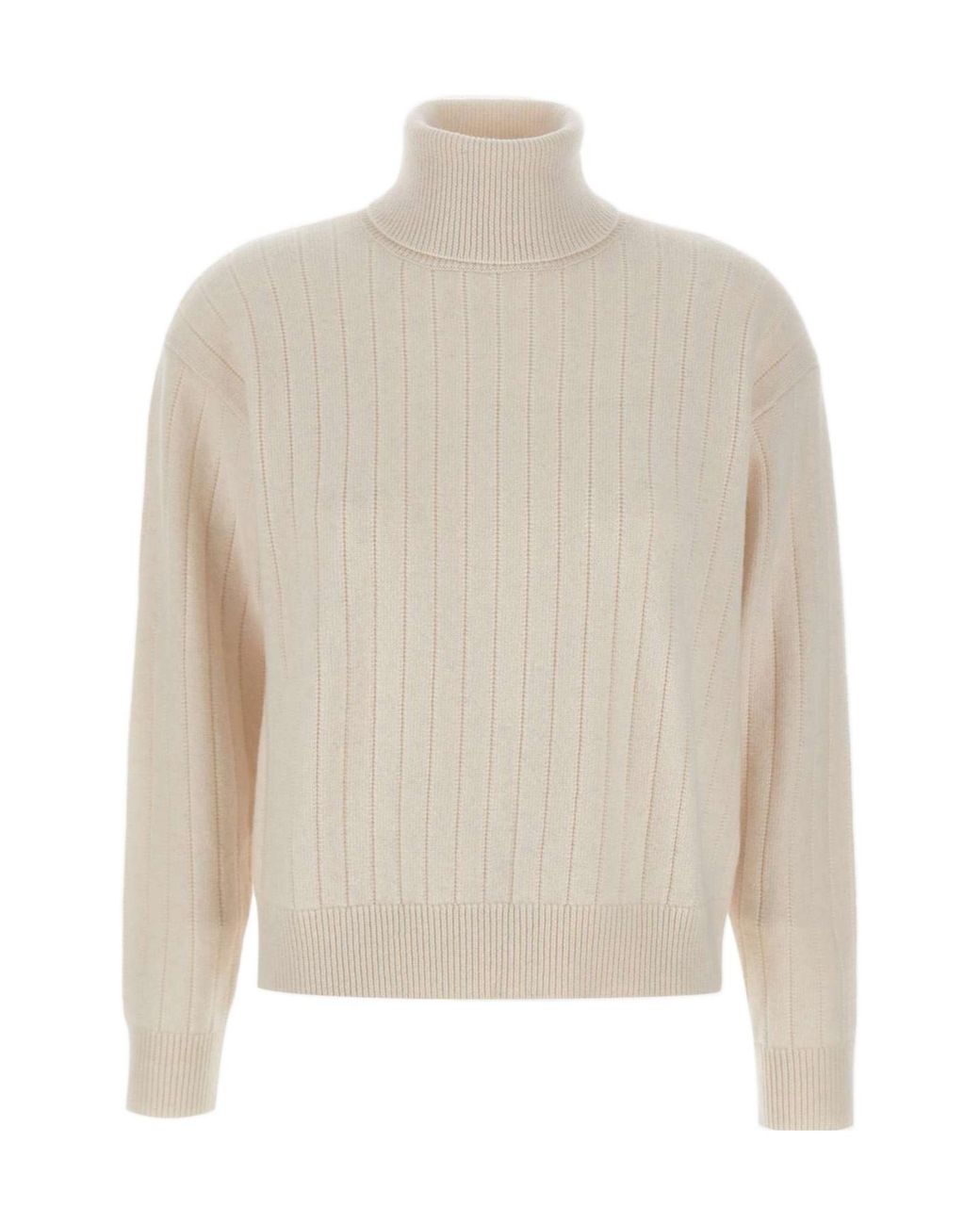 Eleventy White Ribbed Turtleneck Knitwear