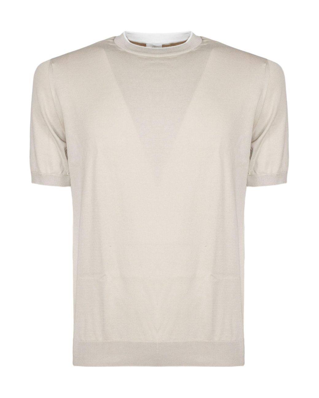 Eleventy White Short-Sleeve Knitted Top for men