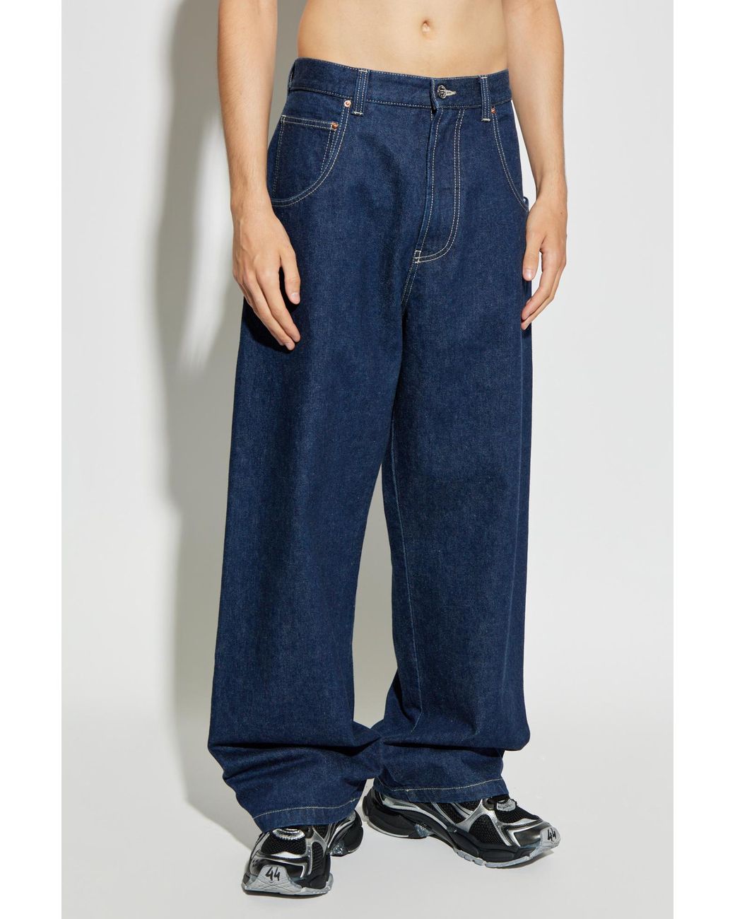 Vetements Blue Logo Patch Topstitching Jeans for men