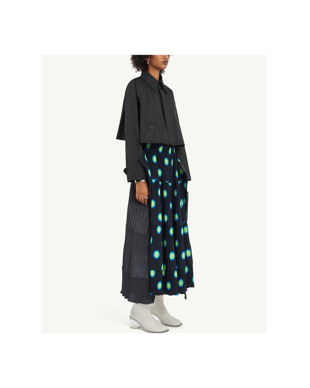 MM6 by Maison Margiela Black Raw-Cut Hem Cropped Jacket