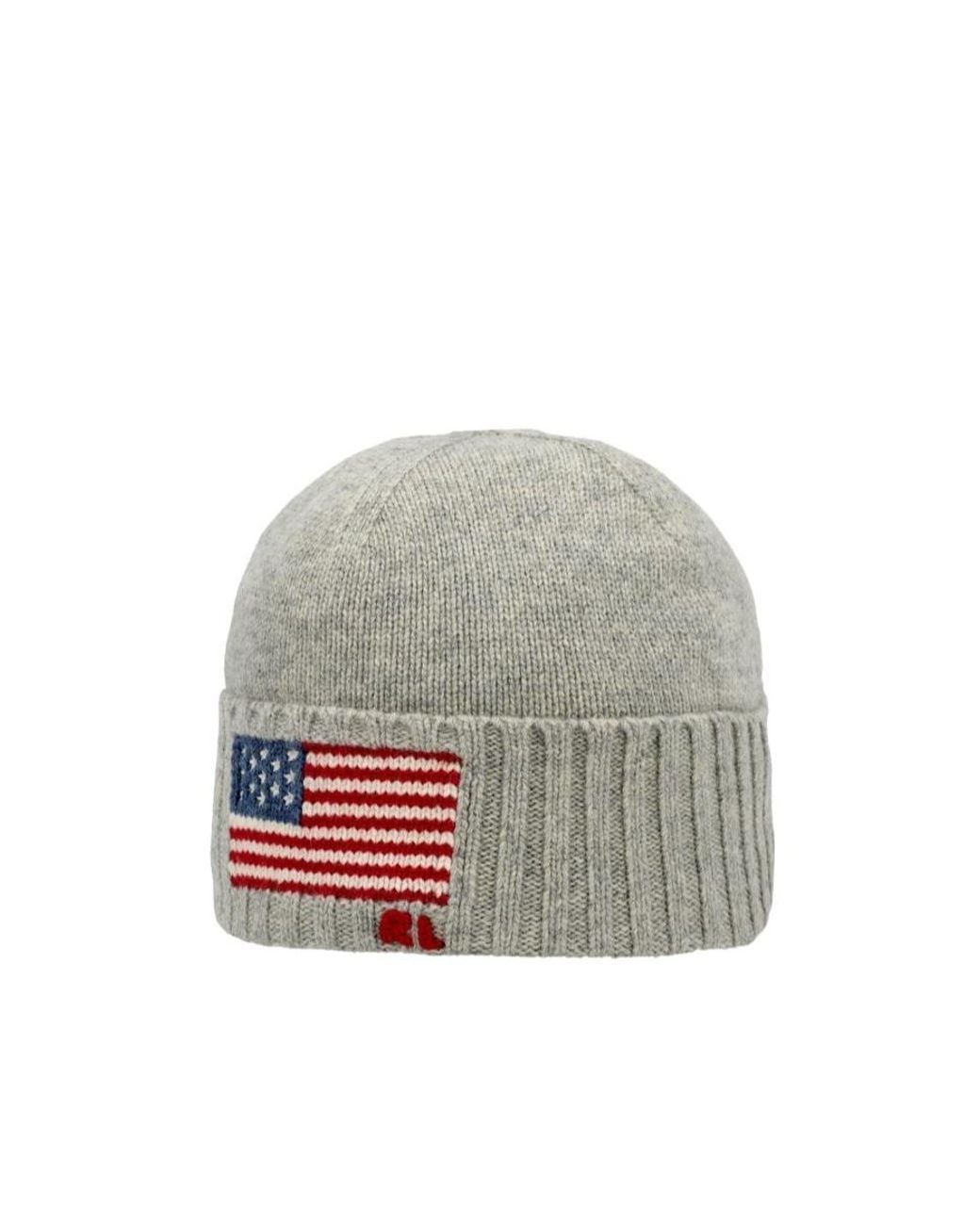 Polo Ralph Lauren Gray Flag Knitted Hat for men