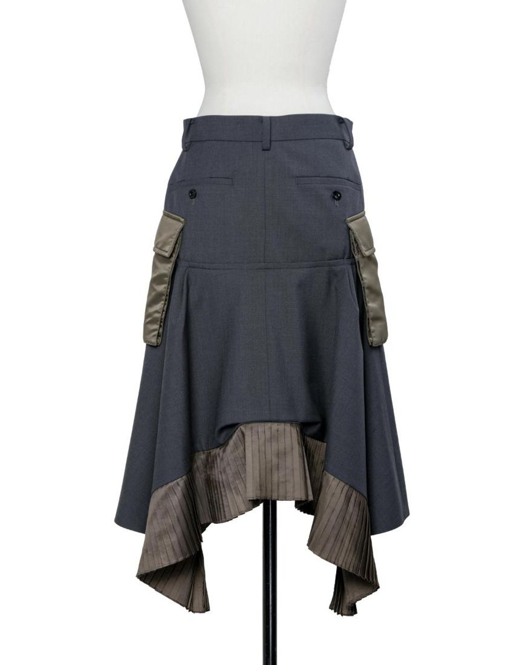 Sacai Gray Suiting X Twill Skirt