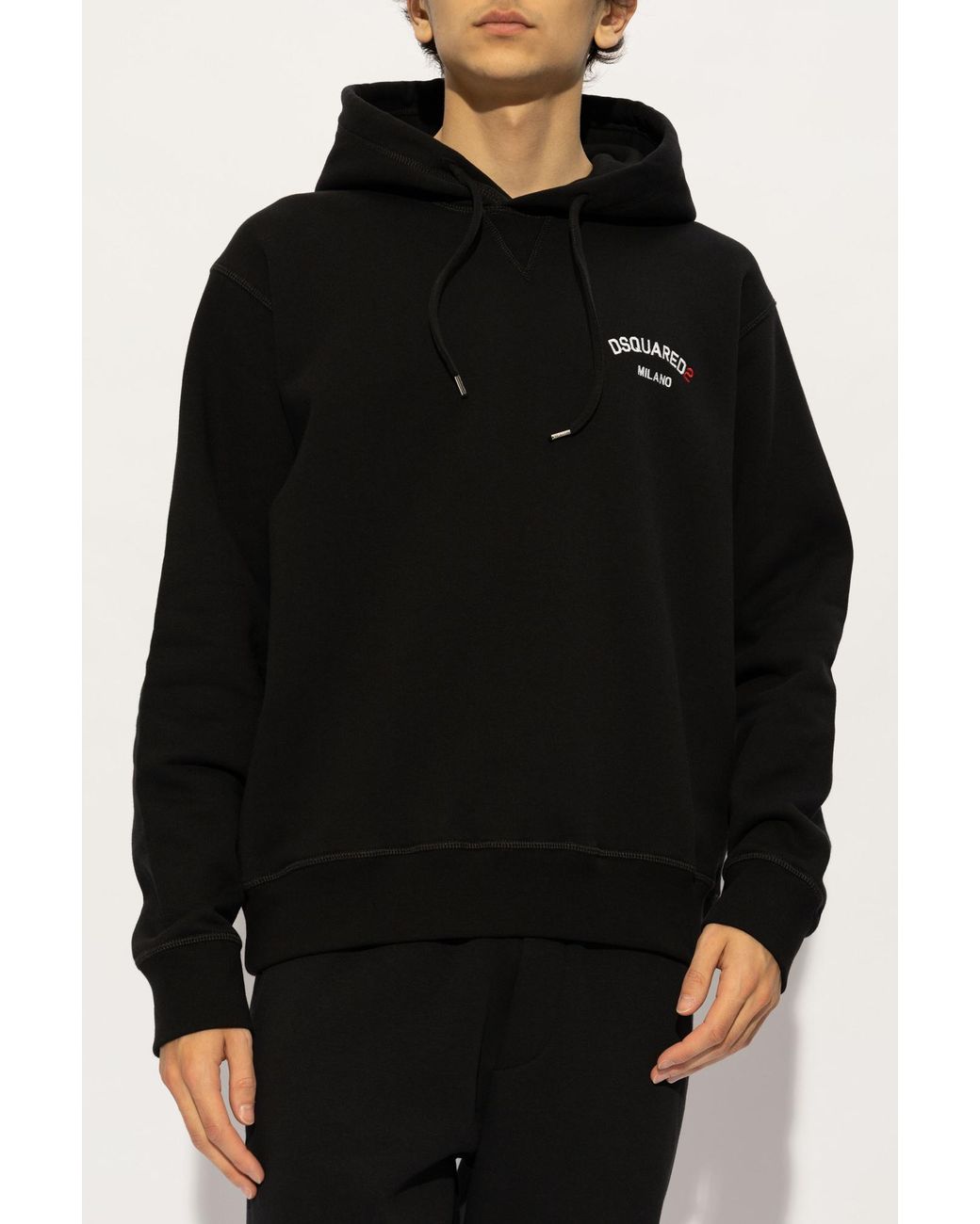 DSquared² Blue Logo Printed Drawstring Hoodie for men