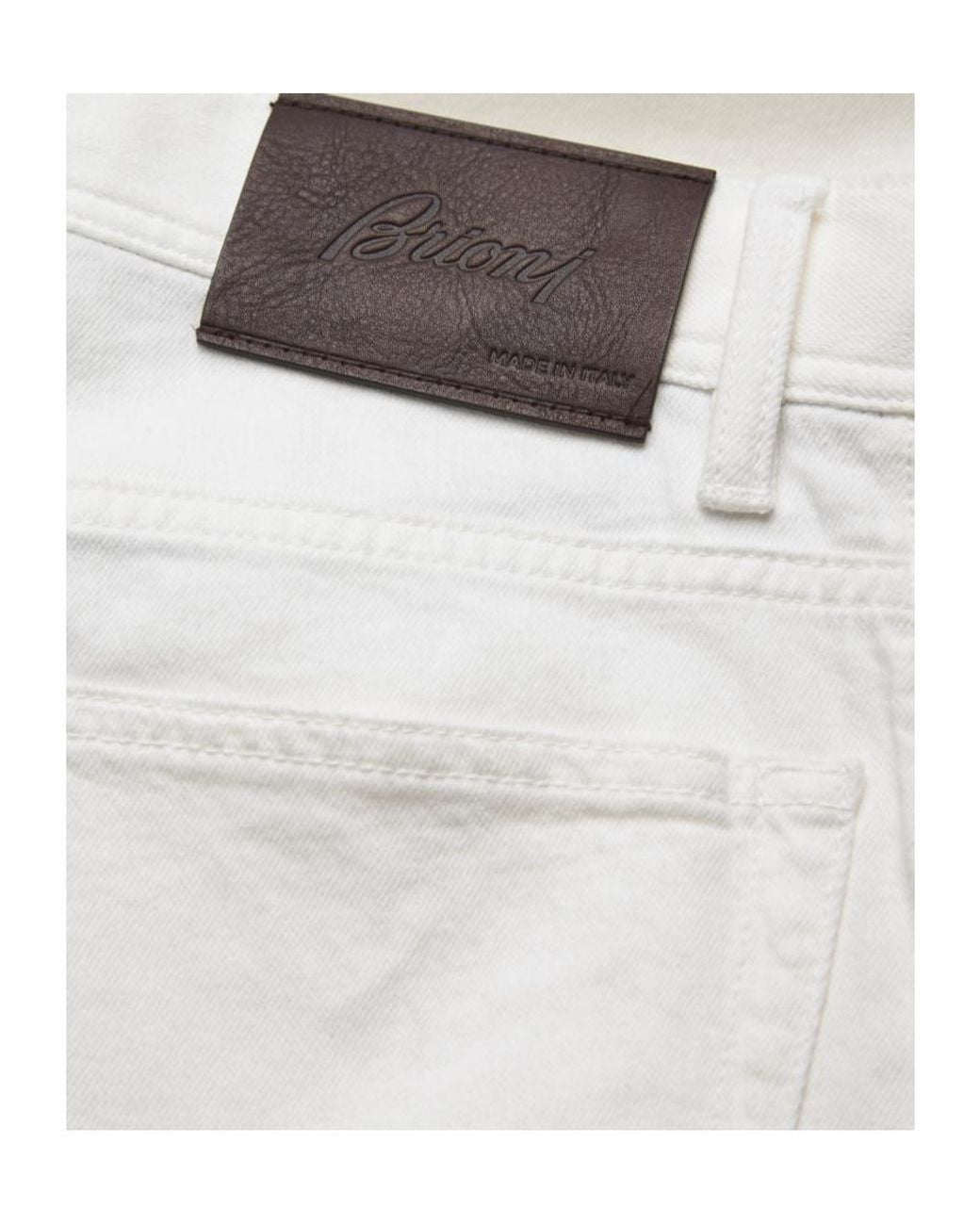 Brioni White Cotton Denim Meribel Fitted Jeans for men