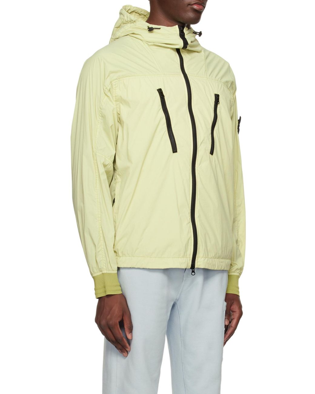 Stone Island Natural Foldable Logo Patch Zip-Up Jacket for men