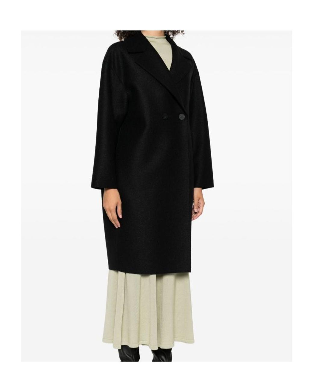 Harris Wharf London Black Dropped Shoulder Coat