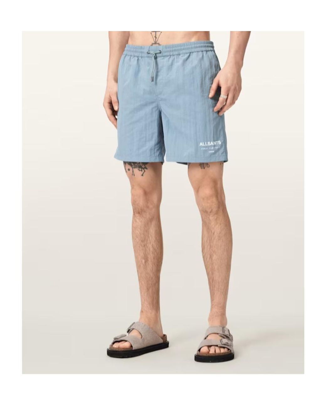 AllSaints Blue Underground Slim Fit Swim Shorts for men