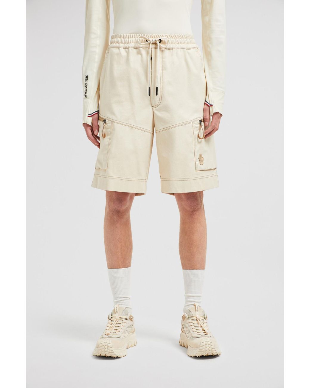 Moncler Natural Grenoble Drill Cargo Shorts for men
