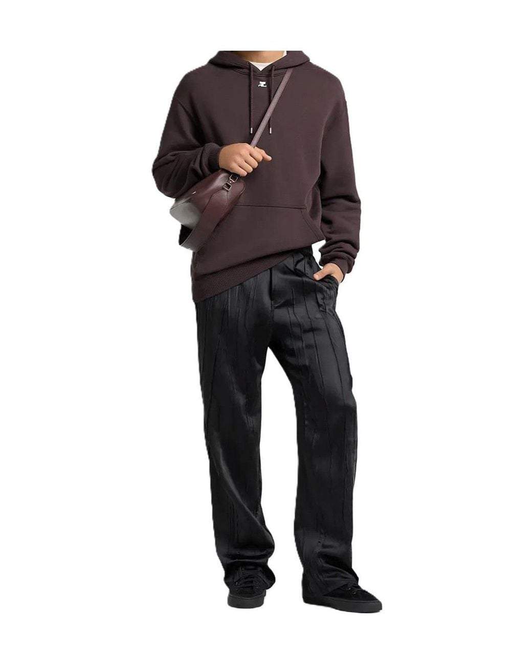 Courreges Brown Ac Logo-Patch Drawstring Hoodie for men