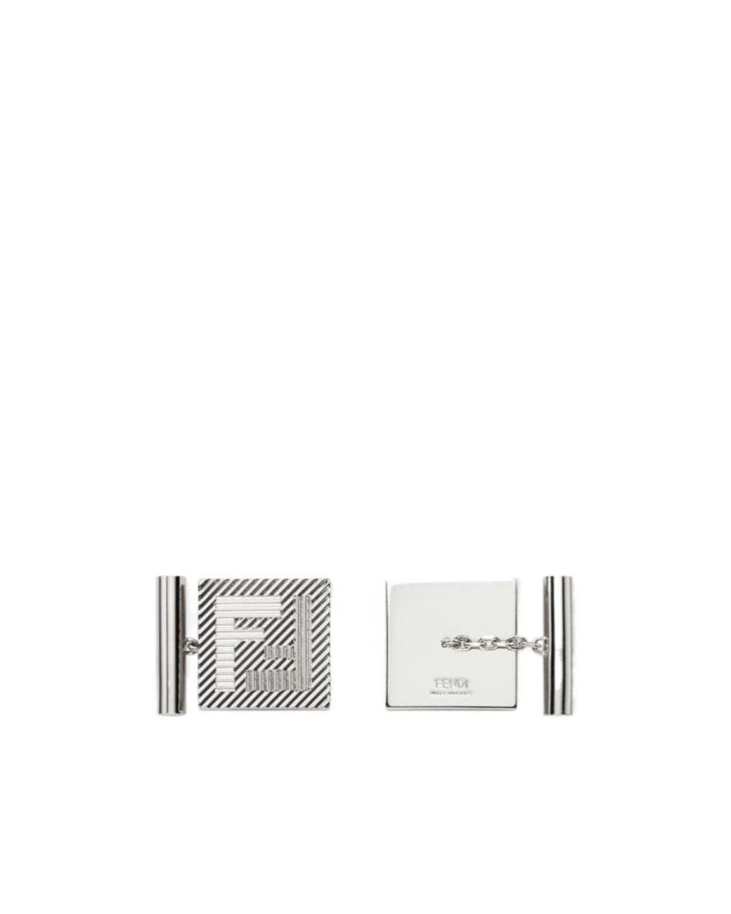 Fendi White Shadow Square Cufflinks for men