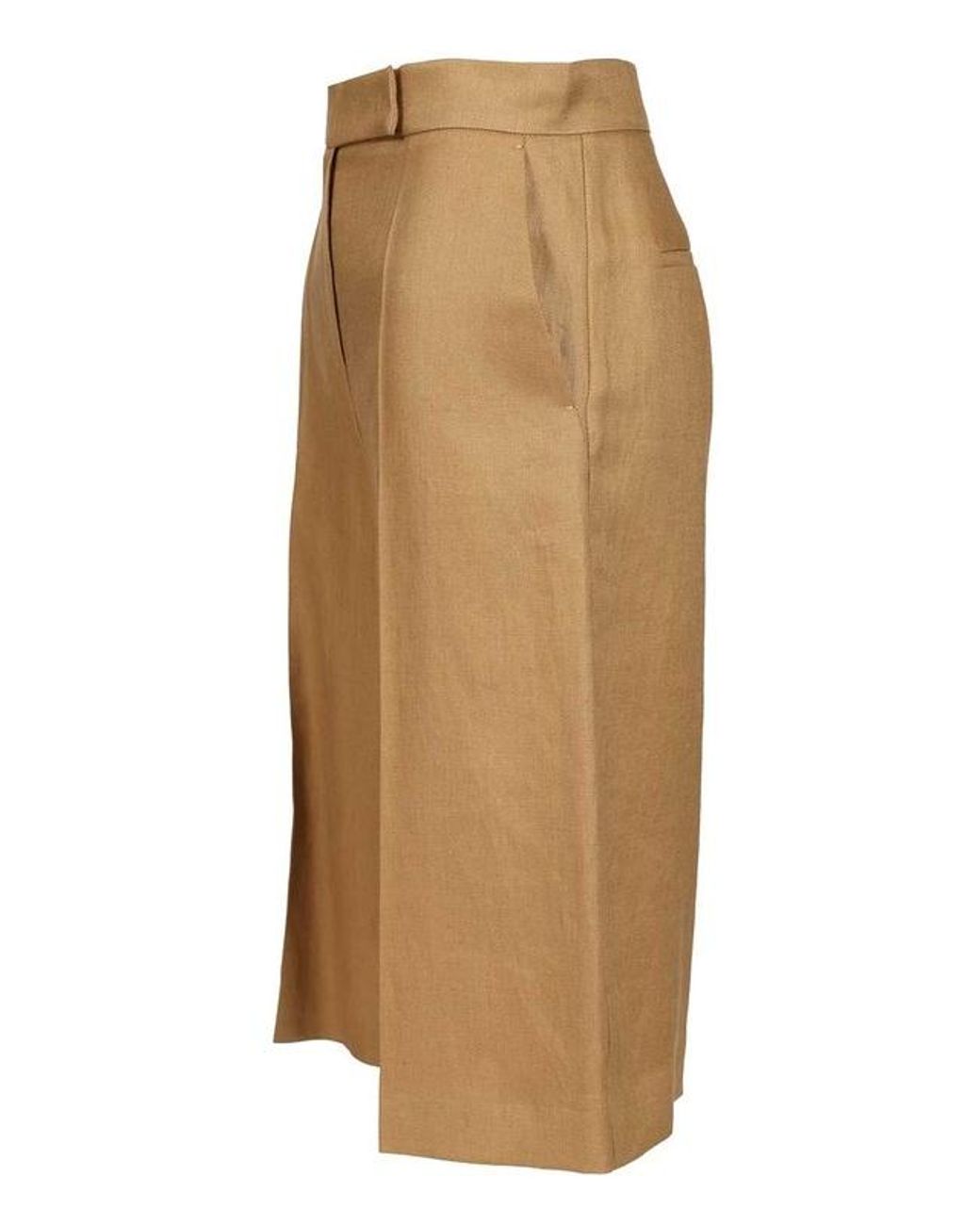 Max Mara Natural Kaki Pleated Bermuda Shorts