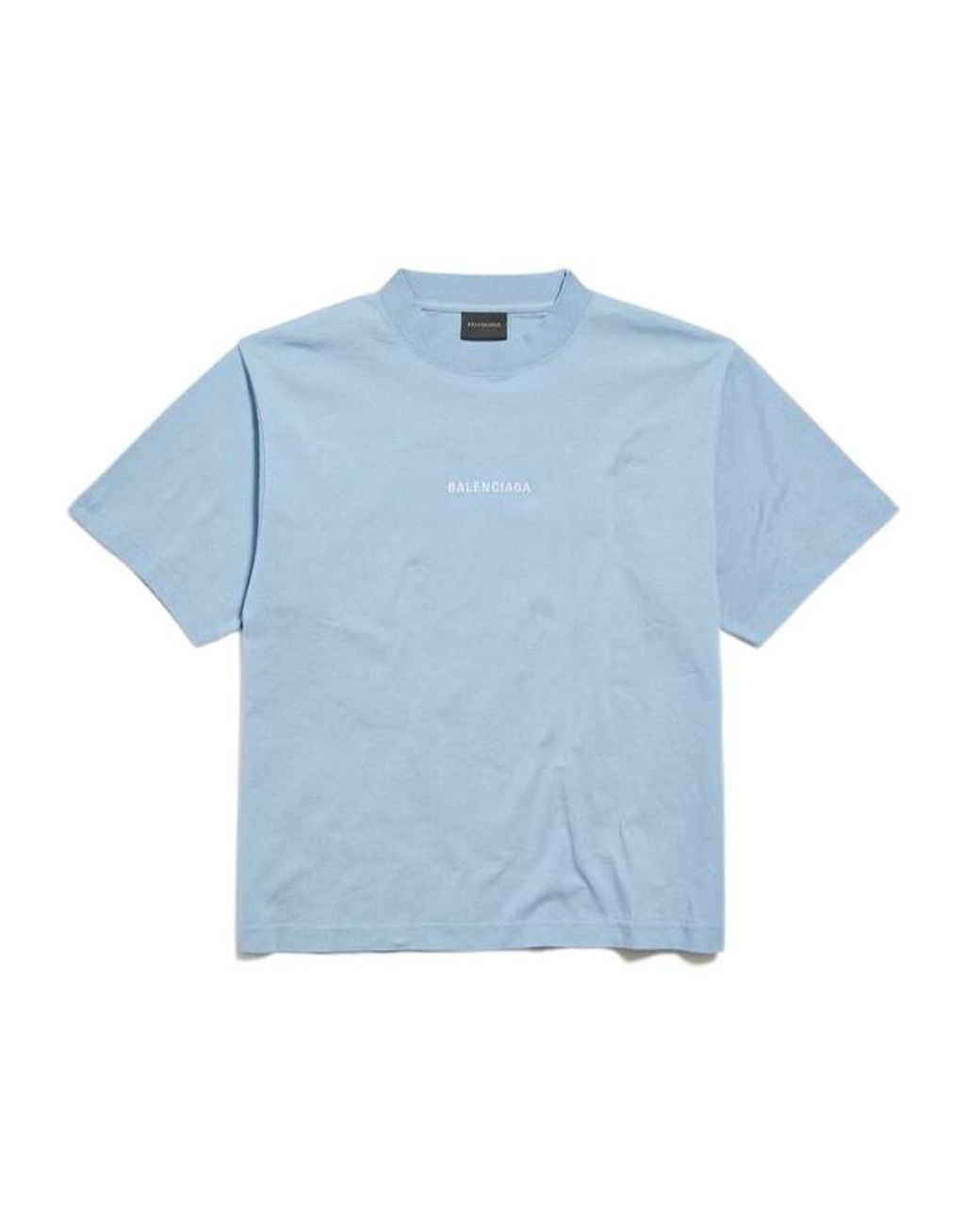 Balenciaga Blue Logo Printed Crewneck T-Shirt