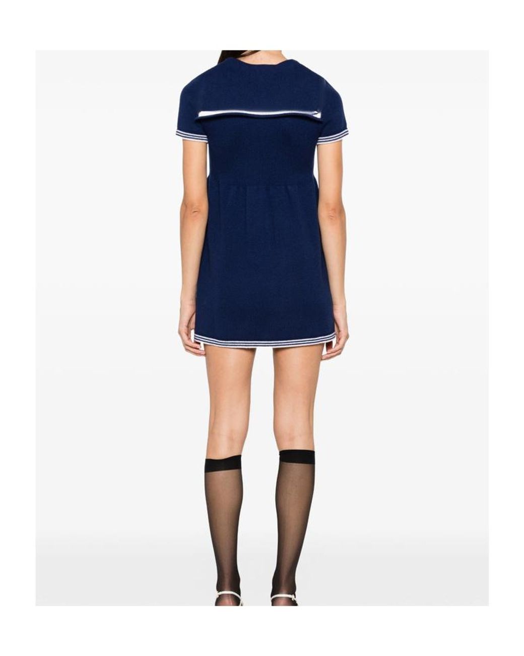 ShuShu/Tong Blue Bow-Detail Sailor-Collar Mini Dress
