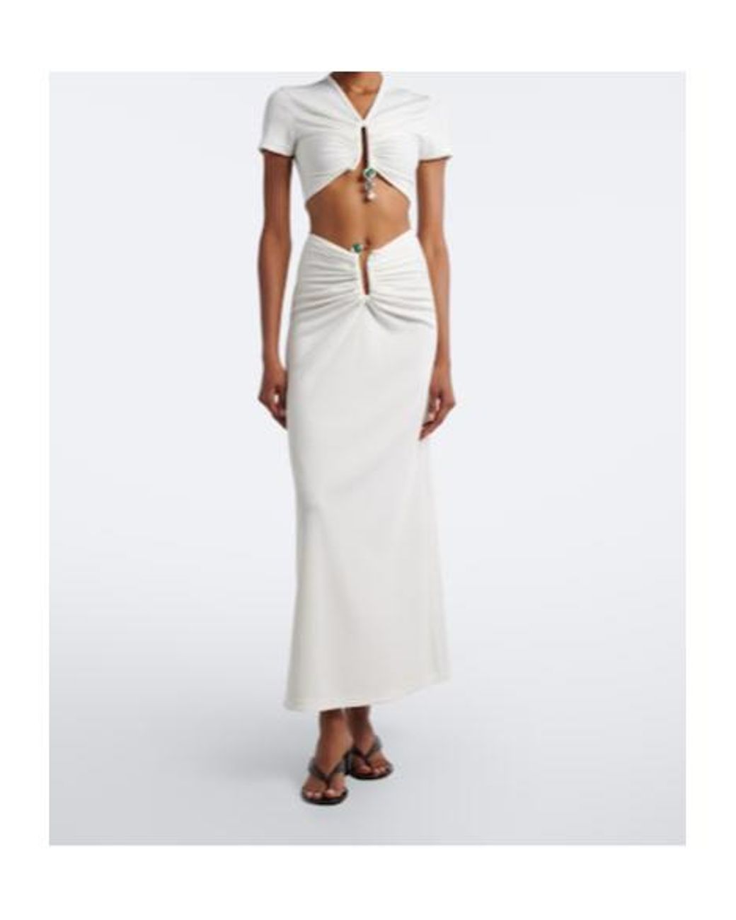 Christopher Esber White Gathered Maxi Skirt