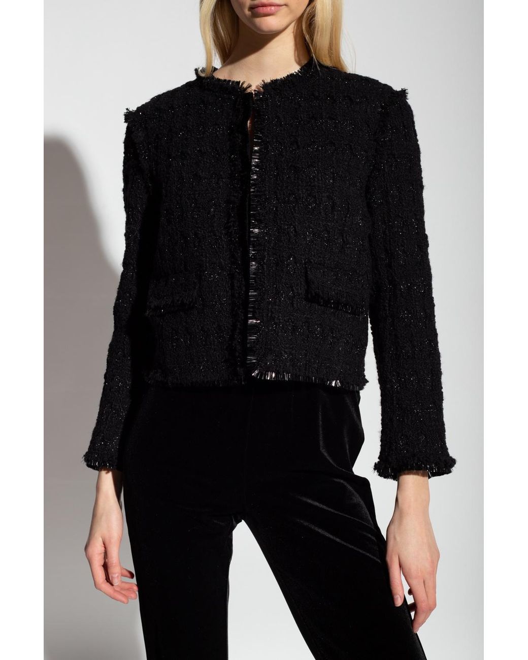Tory Burch Black Tweed Roundneck Jacket
