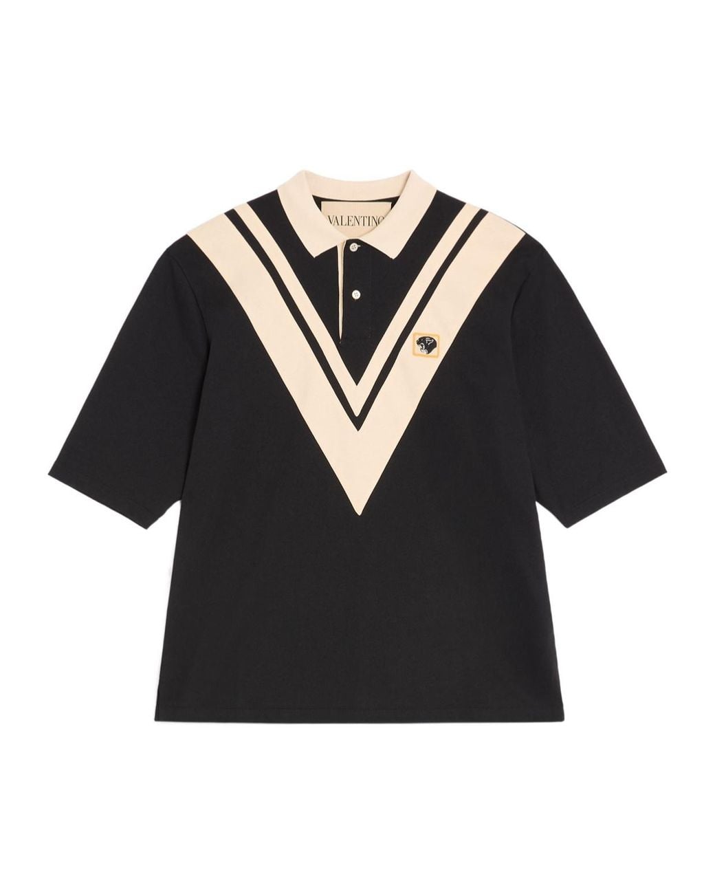 Valentino Black Embroidered Short-Sleeved Polo Shirt for men