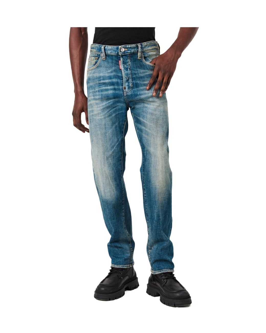 DSquared² Blue Vintage Ripplewash Cropped Jeans for men