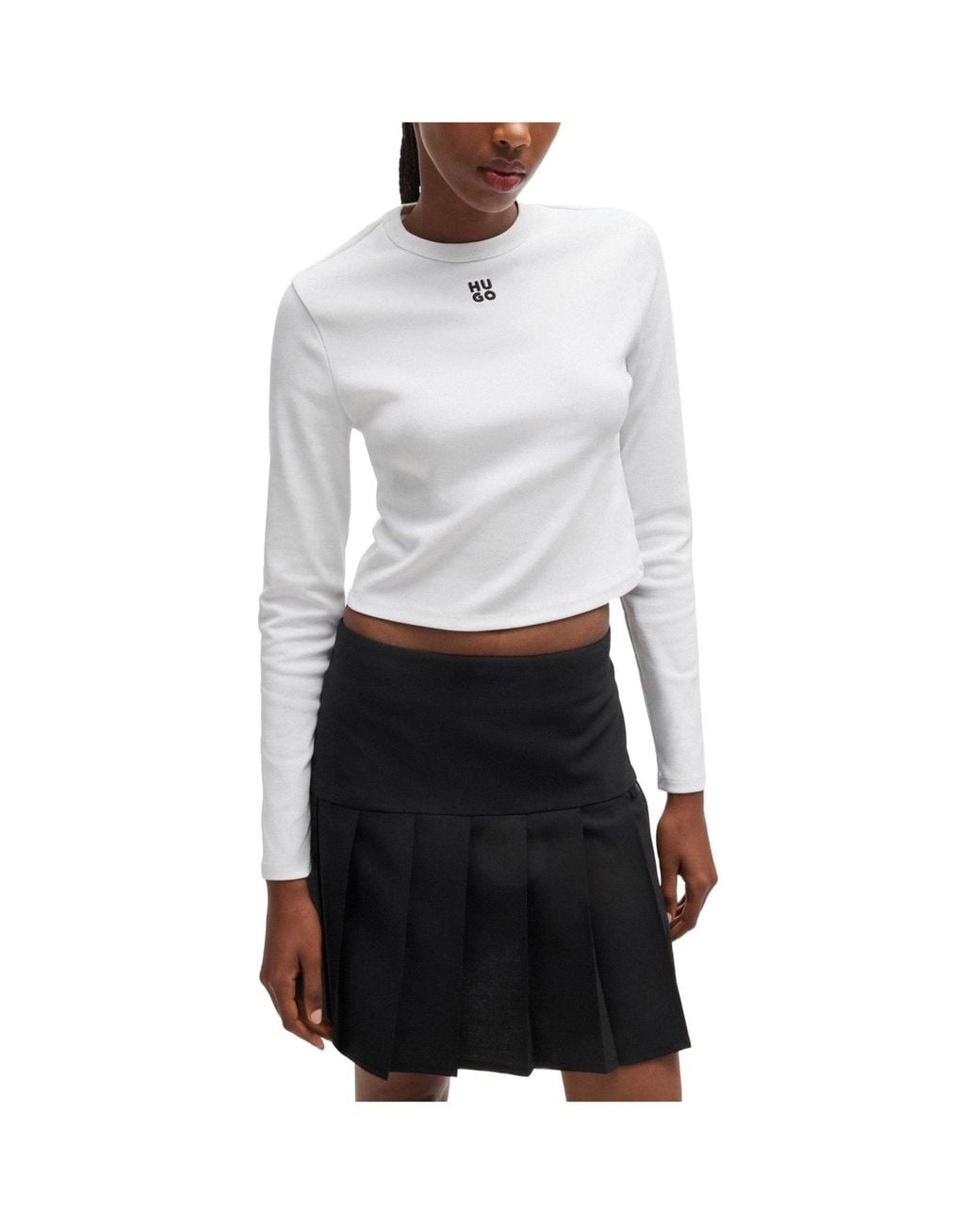 Boss White Long Sleeved Logo T-Shirt