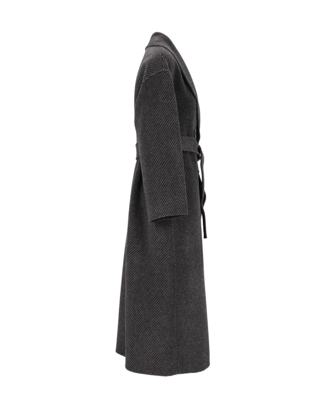 Emporio Armani Black Belted Double-Breasted Coat