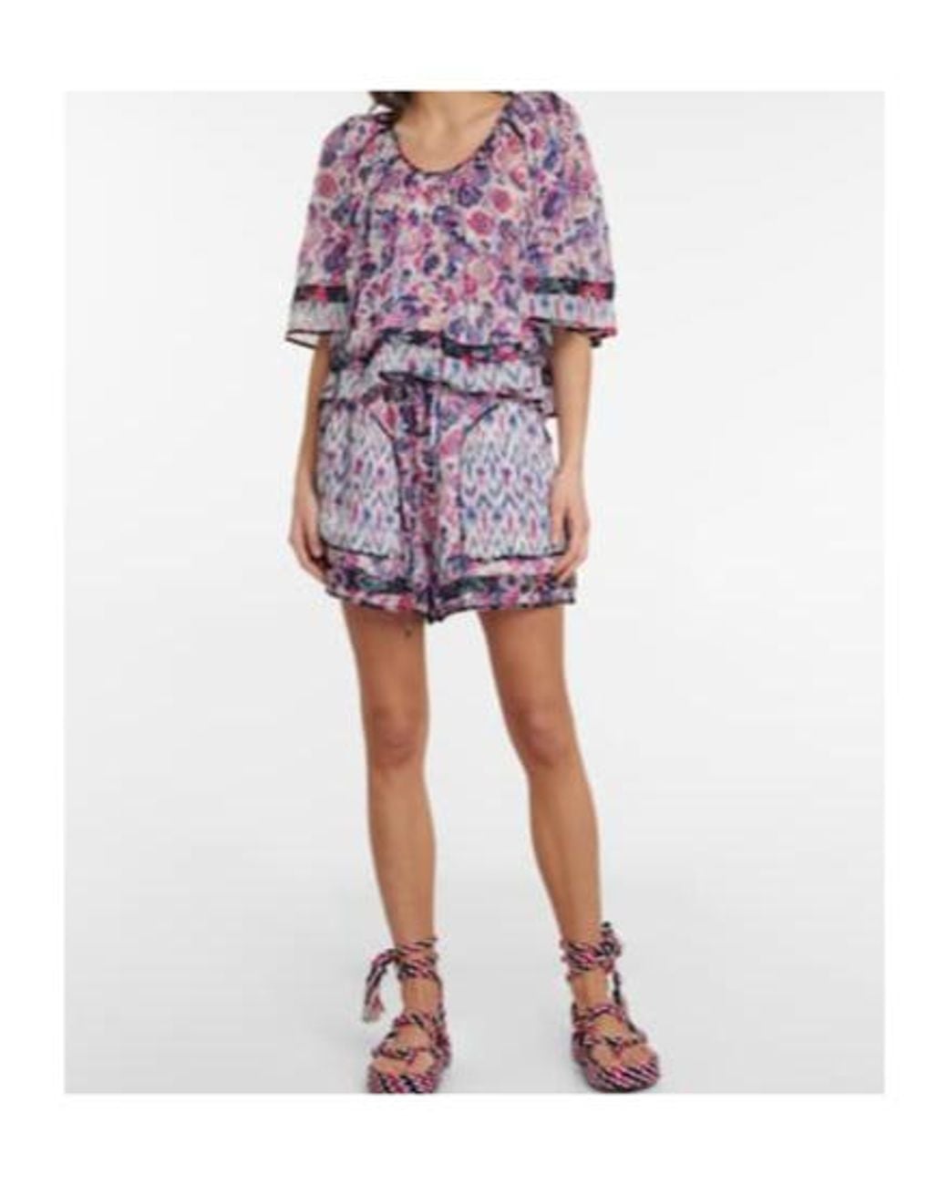 Isabel Marant Blue Floral Georgette Blouse