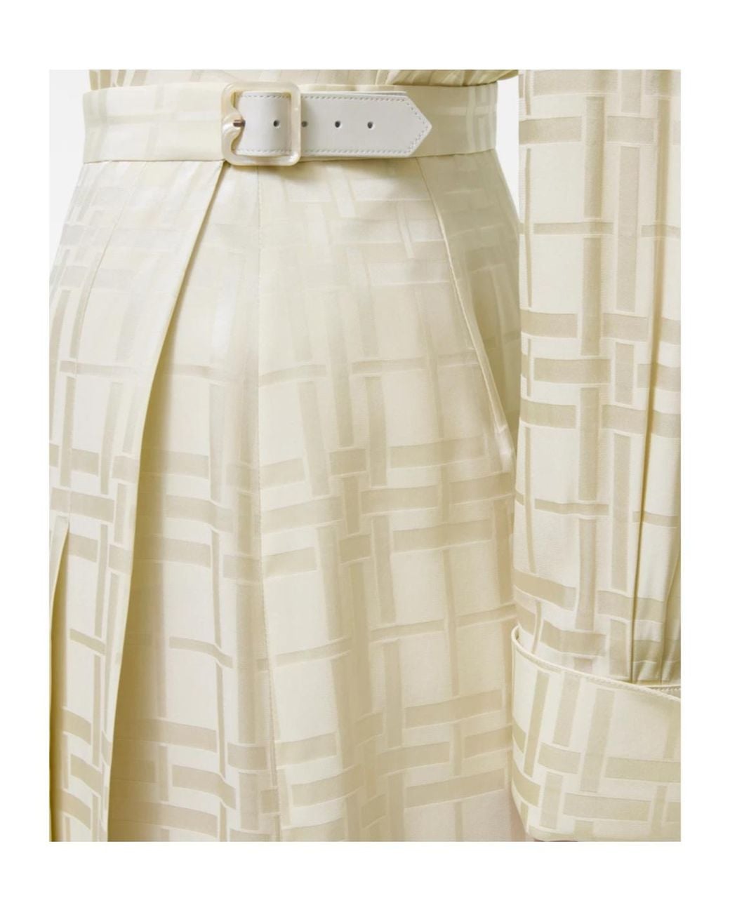 Burberry Natural Annalie Pleated Check Skirt