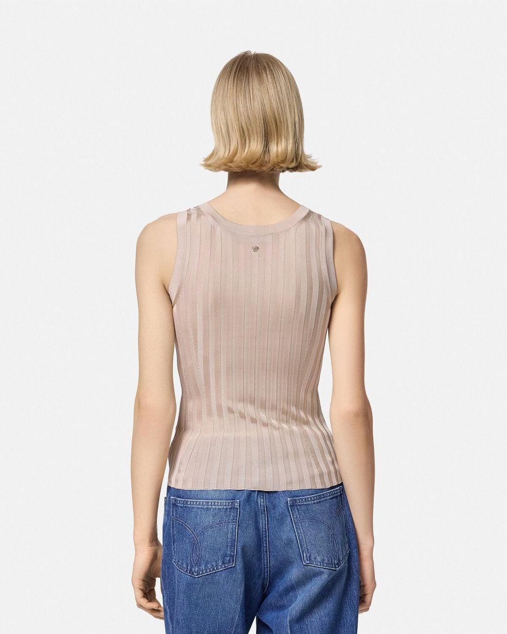 Versace Pink Medusa Plaque Knitted Tank Top