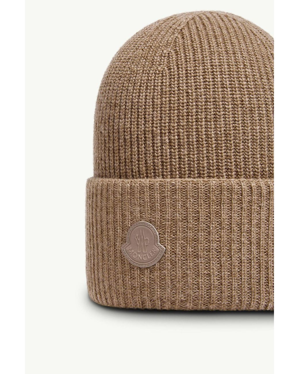 Moncler Brown Logo Patch Knitted Beanie