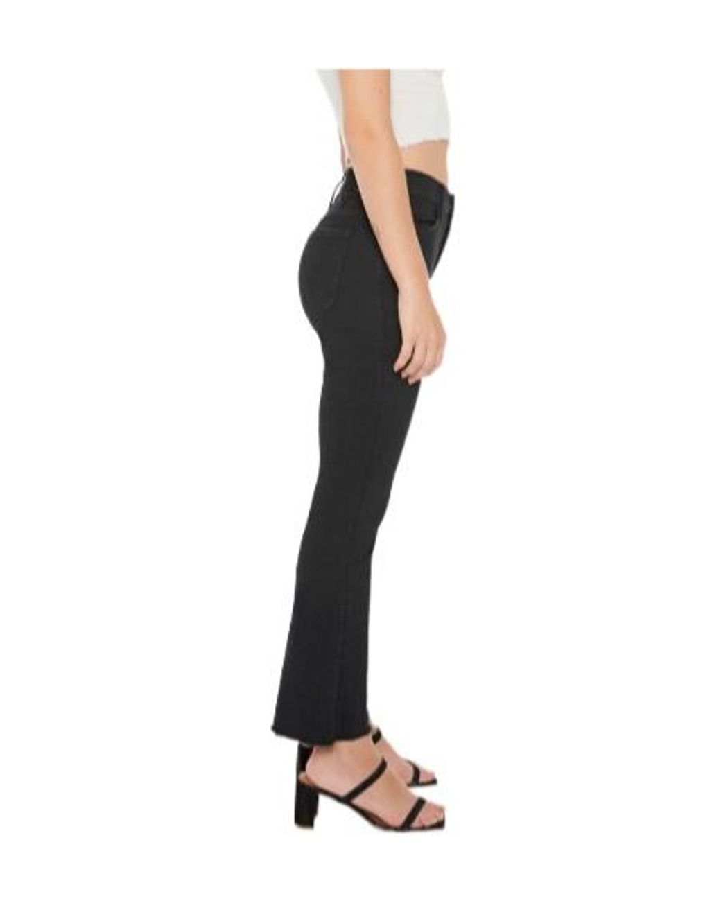 Mother Black Petites The Lil Hustler Ankle Fray Pants