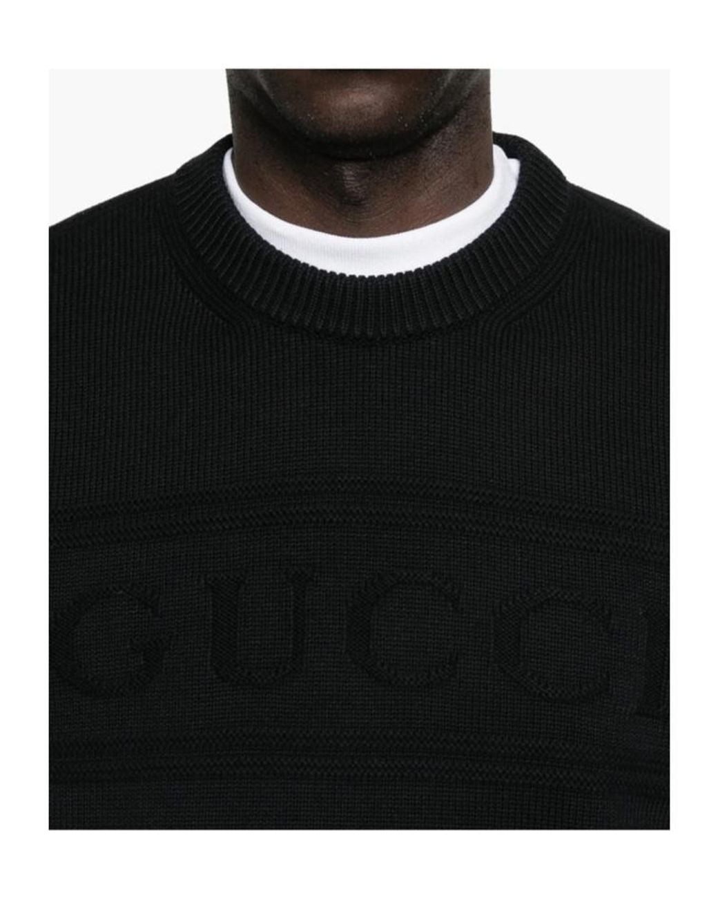 Gucci Black Logo Intarsia Knitted Sweater for men