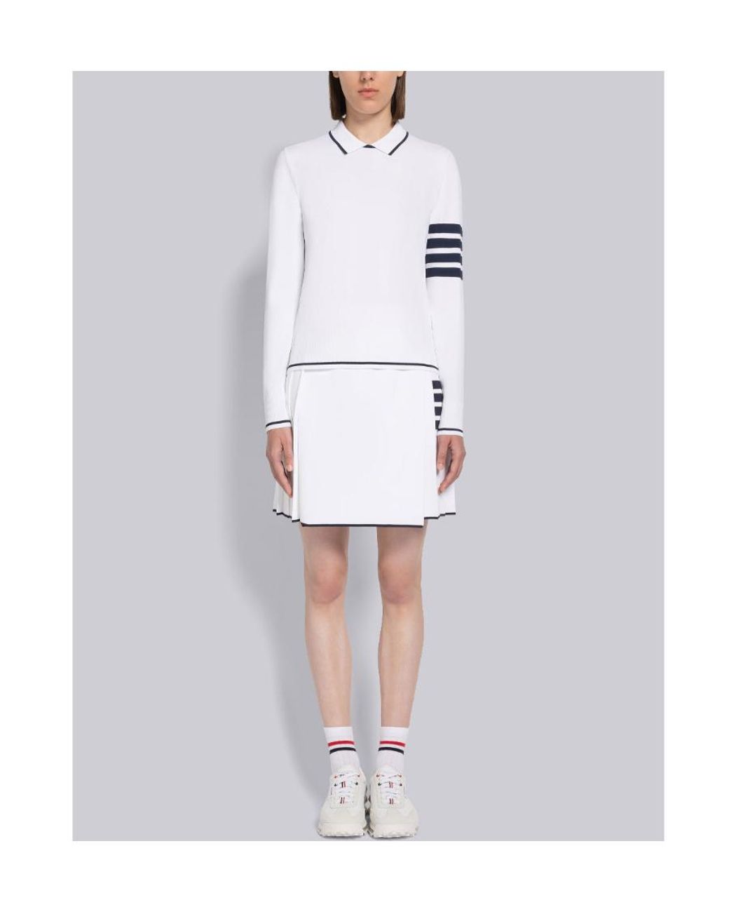Thom Browne White 4-Bar High Waist Pleated Skirt