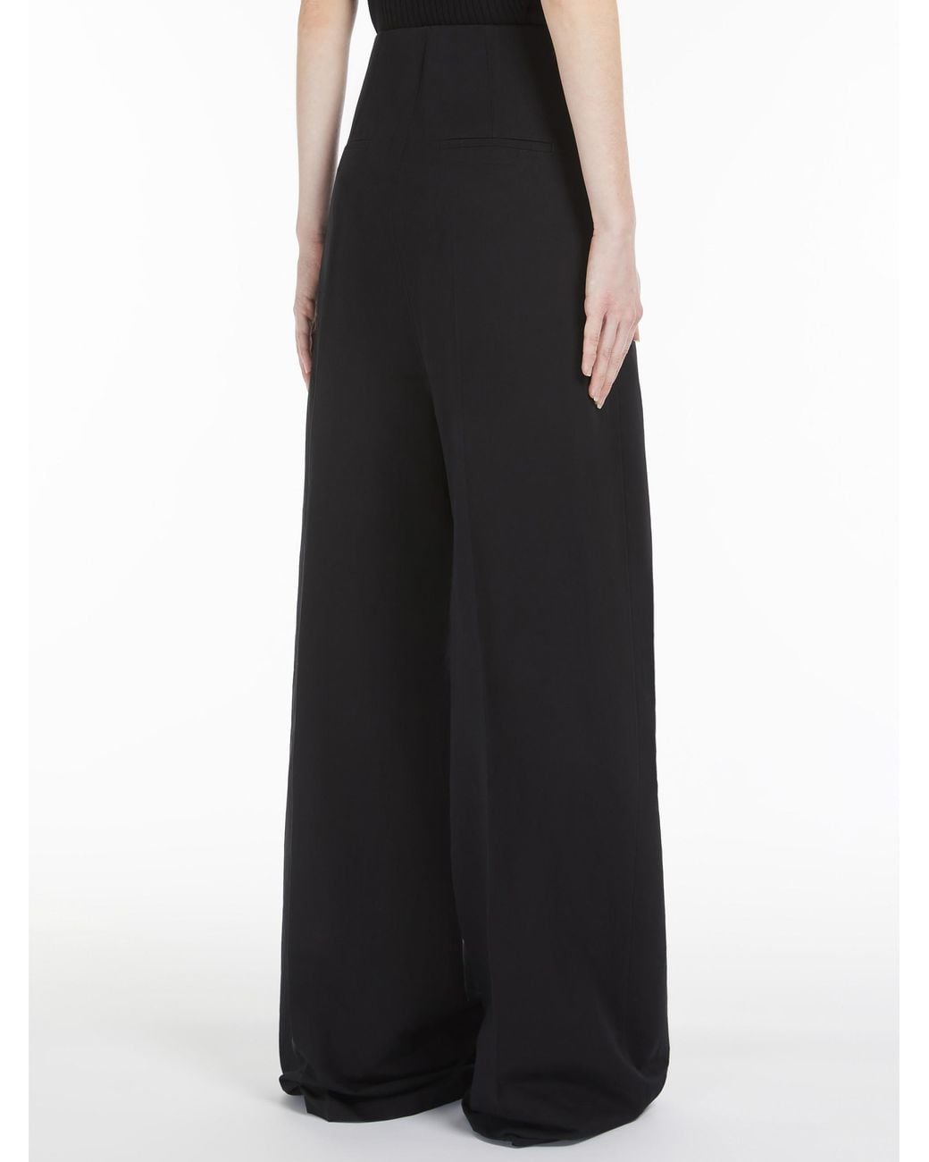 Sportmax Black High Waist Straight Leg Trousers