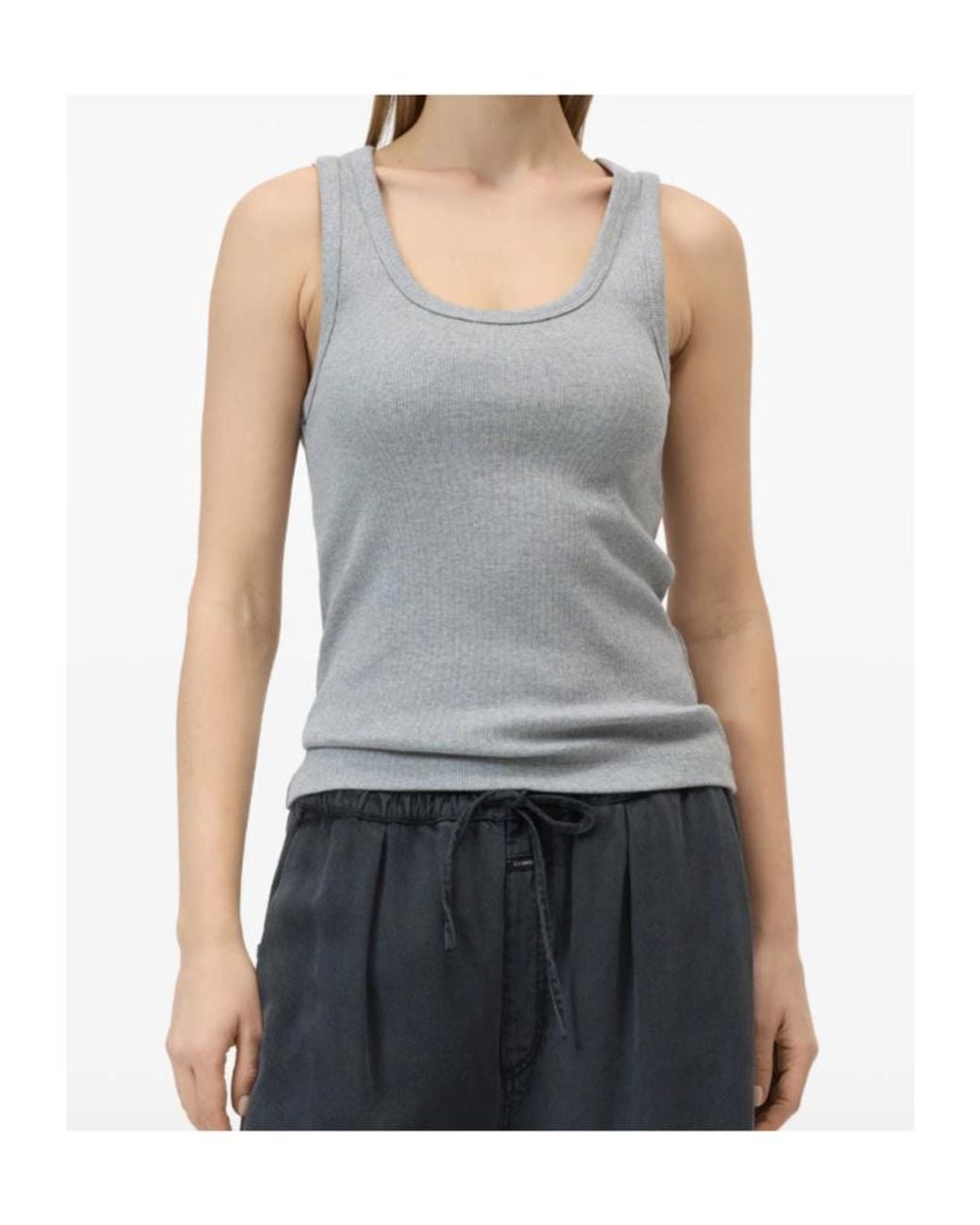 Closed Gray Ribbed Tank Top