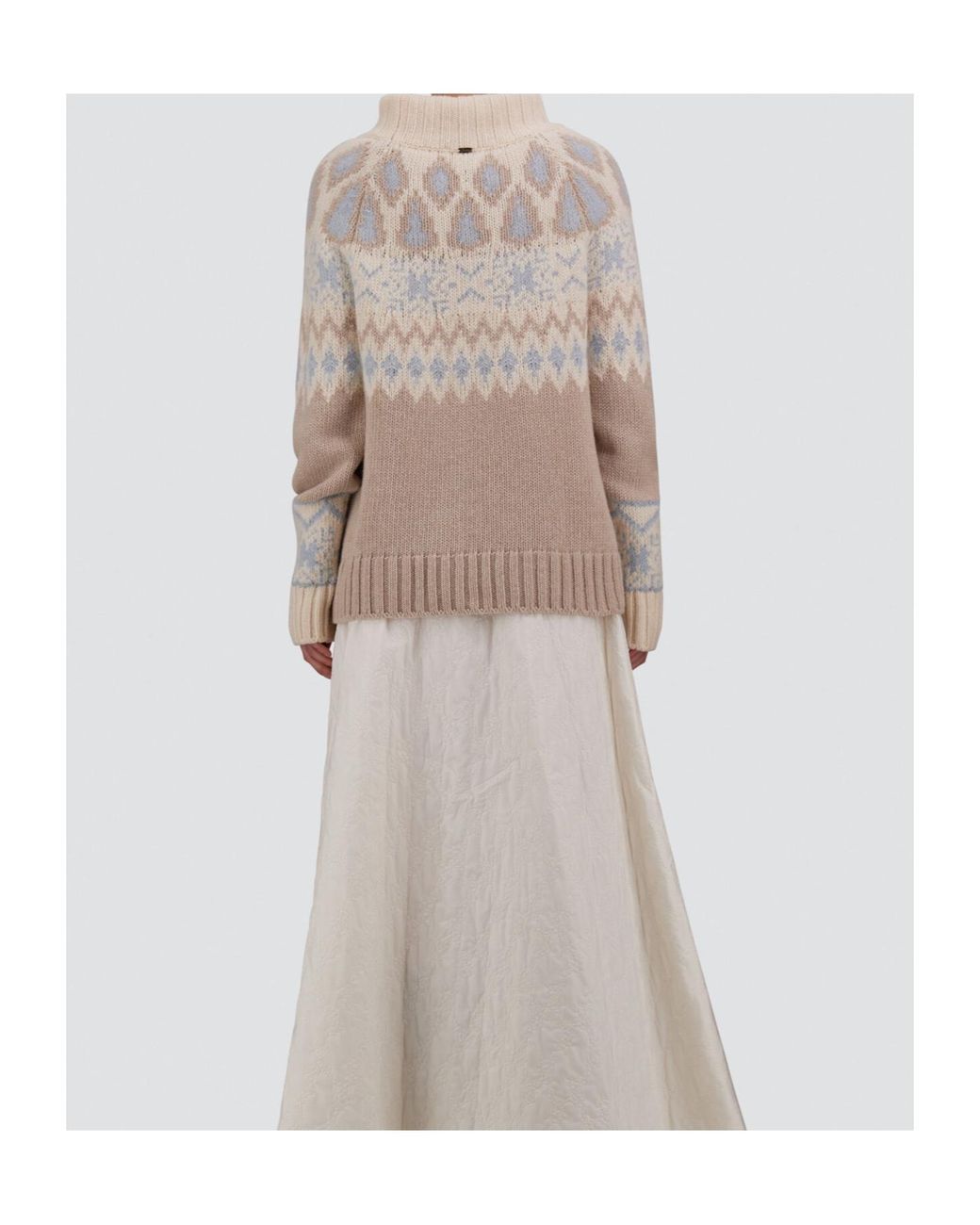Herno Gray Fair Isle Turtleneck Knitted Sweater