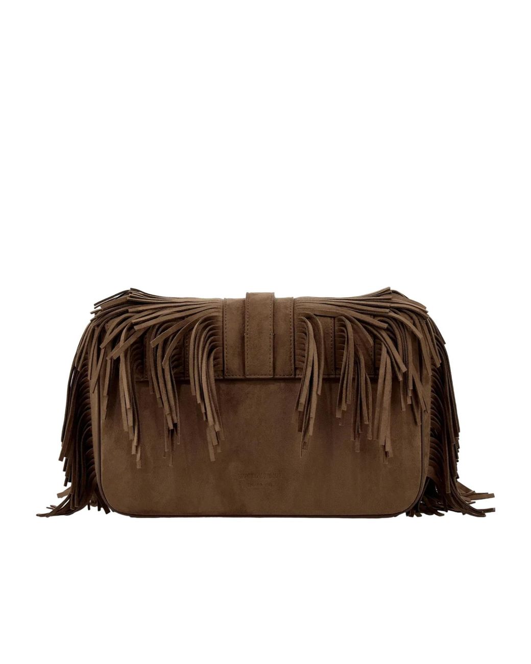 Emporio Armani Brown Boteh Capsule Fringe-Detail Shoulder Bag