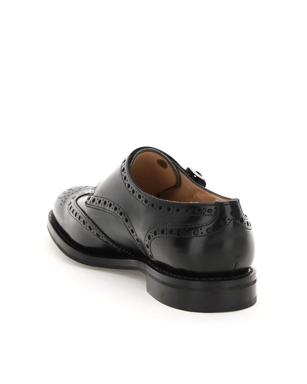 Church's Black Monk-Strap Buckle Detailed Brogue Shoes