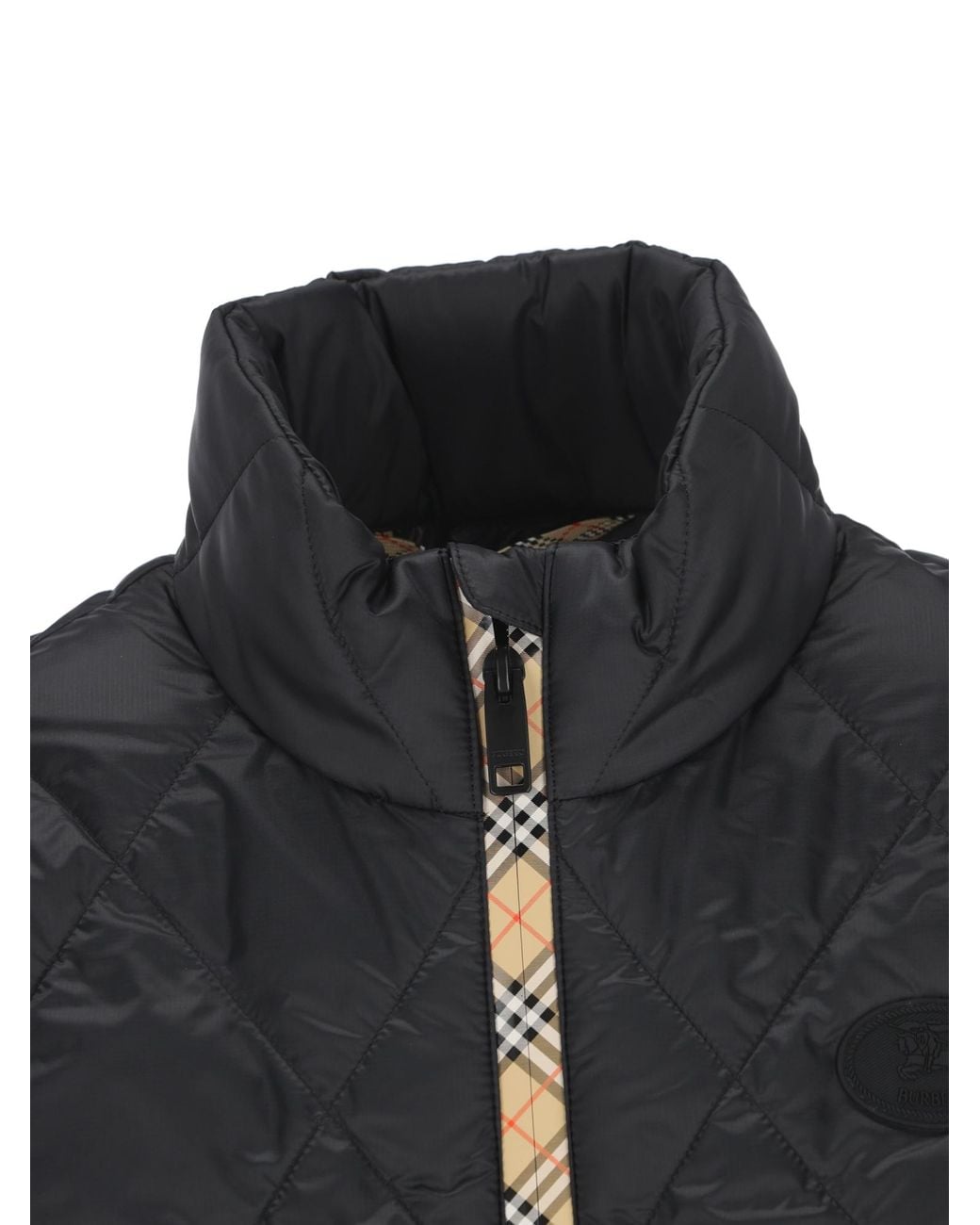 Burberry Black Check-Trim Quilted Padded Vest