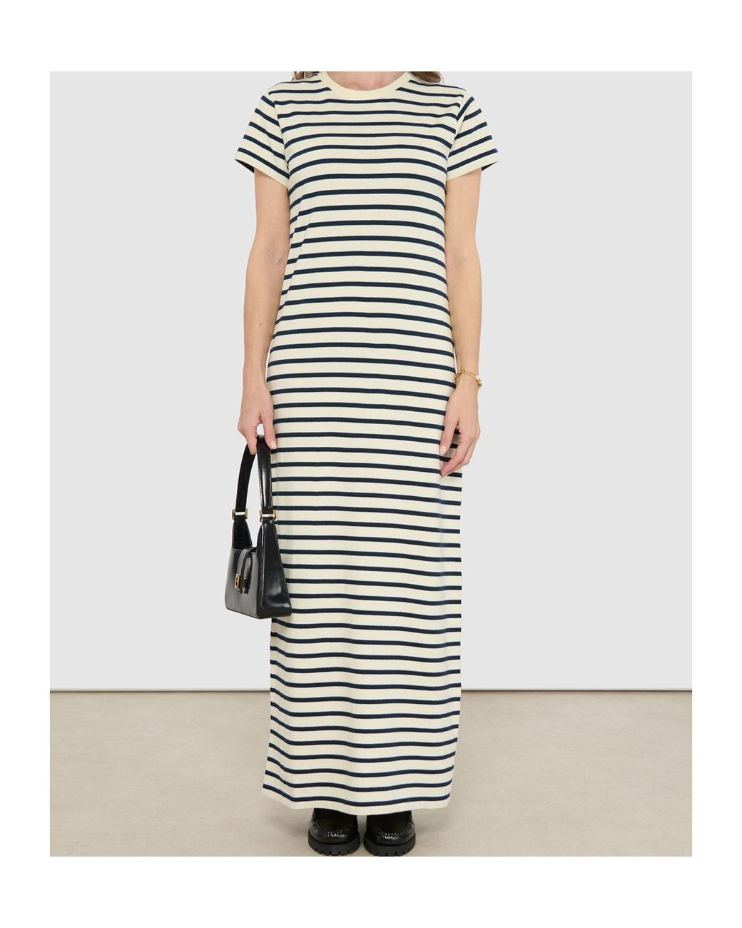 Anine Bing White Striped T-Shirt Dress