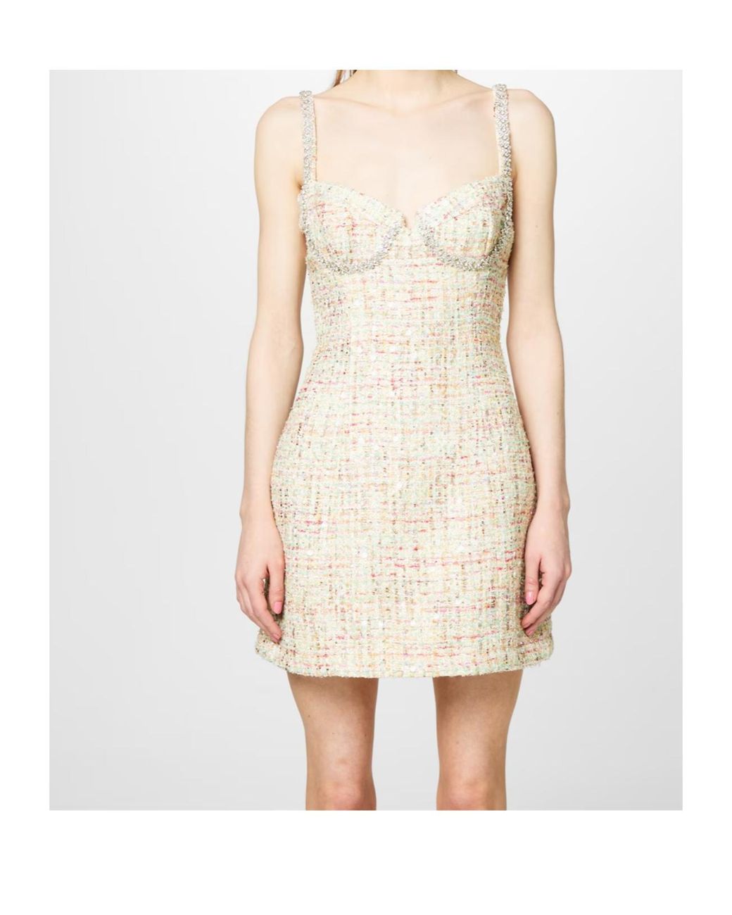 Self-Portrait White Boucle Mini Dress