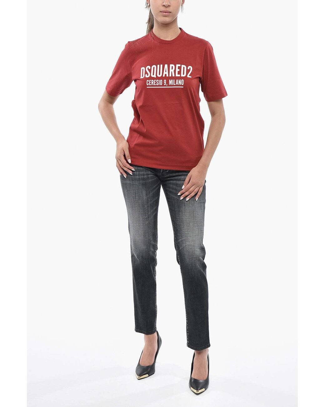 DSquared² Red Logo-Print Crew-Neck T-Shirt